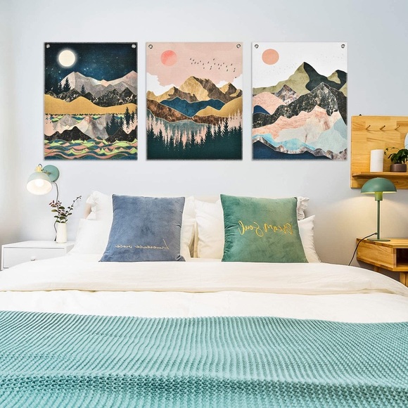 3 Set Boho Indie Retro Colorful Mountain Forest Outdoor Tapestry Art Room Decor - Picture 3 of 6